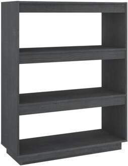 vidaXL Boekenkast/kamerscherm 80x35x103 cm massief grenenhout grijs