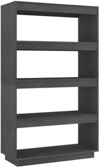 vidaXL Boekenkast/kamerscherm 80x35x135 cm massief grenenhout grijs