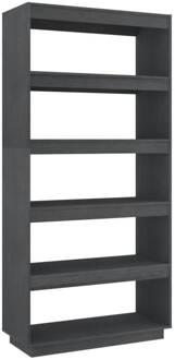 vidaXL Boekenkast/kamerscherm 80x35x167 cm massief grenenhout grijs