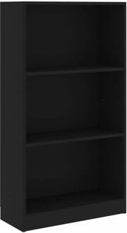 vidaXL Boekenkast met 3 schappen 60x24x109 cm bewerkt hout zwart