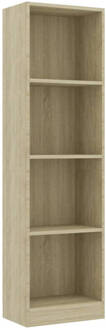 vidaXL Boekenkast met 4 schappen 40x24x142 cm bewerkt hout sonoma eik Bruin