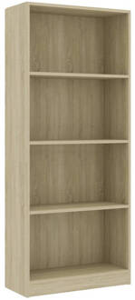 vidaXL Boekenkast met 4 schappen 60x24x142 cm bewerkt hout sonoma eik Bruin