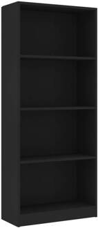 vidaXL Boekenkast met 4 schappen 60x24x142 cm bewerkt hout zwart