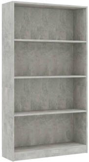 vidaXL Boekenkast met 4 schappen 80x24x142 cm bewerkt hout betongrijs