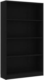 vidaXL Boekenkast met 4 schappen 80x24x142 cm bewerkt hout zwart