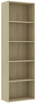 vidaXL Boekenkast met 5 schappen 60x30x189 cm spaanplaat sonoma eiken Bruin