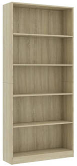 vidaXL Boekenkast met 5 schappen 80x24x175 cm bewerkt hout sonoma eik Bruin