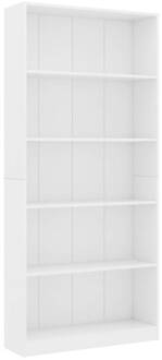 vidaXL Boekenkast met 5 schappen 80x24x175 cm bewerkt hout wit