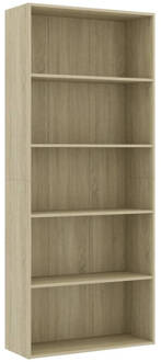 vidaXL Boekenkast met 5 schappen 80x30x189 cm spaanplaat sonoma eiken Bruin