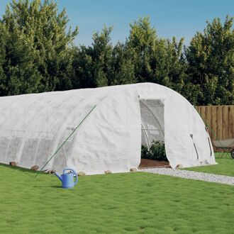 vidaXL Broeikas - PE en gegalvaniseerd staal - 20 x 5 x 2.3m - Wit