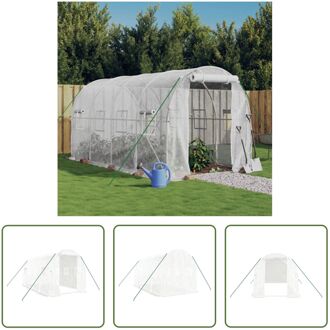 vidaXL Broeikas - PE en gegalvaniseerd staal - 4 x 2 x 2 m - wit - 140 g/m² - The Living Store