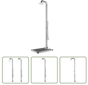 vidaXL Buitendouche RVS Grijs - 230 cm - Dubbele handdouche