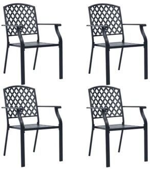 vidaXL Buitenstoelen Mesh - 56 x 65 x 89 cm - zwart Staal