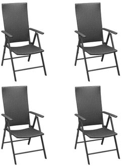 vidaXL Buitenstoelen - PE-rattan - 55x64x105 cm - Verstelbare rugleuning Zwart