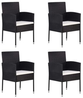 vidaXL Buitenstoelen Poly Rattan - 52x56x88 cm - Zwart+Cremewit