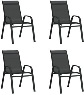 vidaXL Buitenstoelen - Stabiel en duurzaam - Ruimtebesparend - Zwart - 55 x 65 x 89 cm