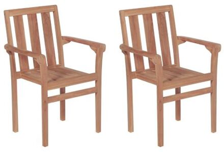 vidaXL Buitenstoelen - Teakhout - Stapelbaar - 58 x 50 x 89 cm - Duurzaam Bruin