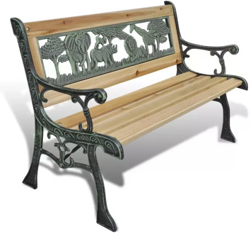 VidaXL Children Garden Bench 80 Cm Bronze And Wood Colour Wood Home Garden Bench Suitable For Garden Corridor Porch