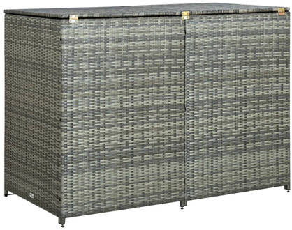 vidaXL Containerberging dubbel 148x77x111 cm poly rattan antraciet Grijs