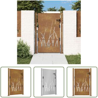 vidaXL Cortenstaal Tuinpoort - 105 x 155 cm - Roestig