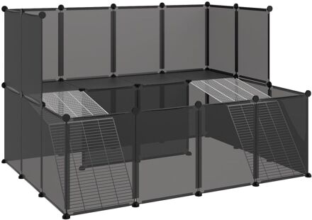 vidaXL Dierenhok klein 143x107x93 polypropeen en staal zwart