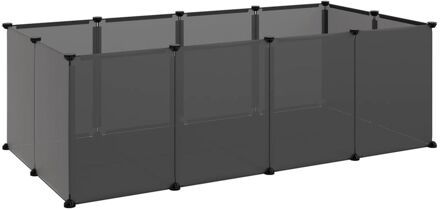 vidaXL Dierenhok klein 144x74x46,5 cm polypropeen en staal zwart