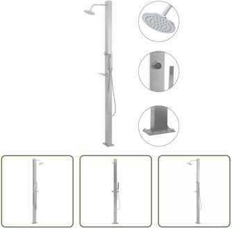 vidaXL Douchepaneelsysteem - RVS geborsteld - 10 x 6.5 x 210 cm - Regendouche en handdouche Zilverkleurig