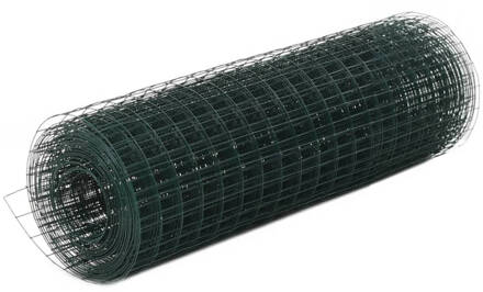 vidaXL Draadgaas vierkant 10x0.5 m staal met PVC coating groen