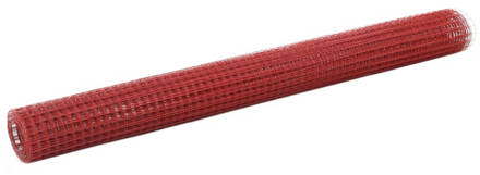 vidaXL Draadgaas vierkant 25x1.5 m staal met PVC coating rood