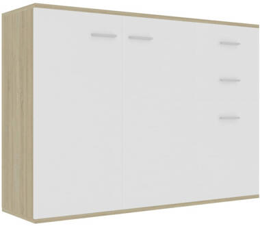 vidaXL Dressoir 105x30x75 Cm Spaanplaat Wit En Sonoma Eikenkleurig