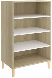 vidaXL Dressoir 57x35x90 cm spaanplaat wit en sonoma eikenkleurig