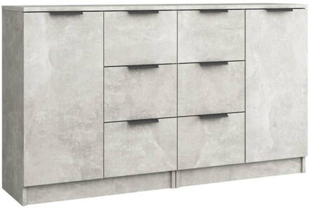 vidaXL Dressoirs 2 st 60x30x70 cm bewerkt hout betongrijs