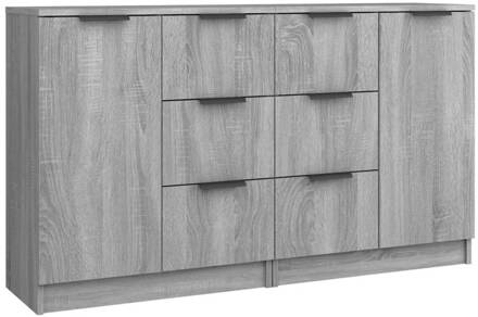 vidaXL Dressoirs 2 st 60x30x70 cm bewerkt hout grijs sonoma eikenkleur