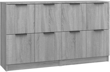 vidaXL Dressoirs 2 st 60x30x70 cm bewerkt hout grijs sonoma eikenkleur