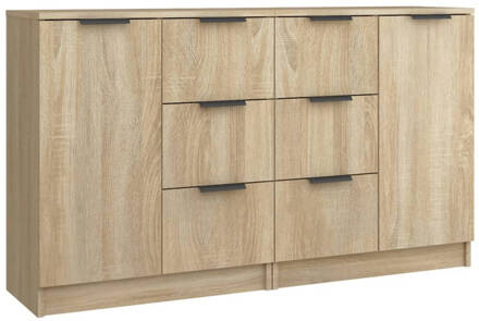 vidaXL Dressoirs 2 st 60x30x70 cm bewerkt hout sonoma eikenkleurig Bruin