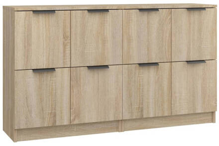 vidaXL Dressoirs 2 st 60x30x70 cm bewerkt hout sonoma eikenkleurig Bruin