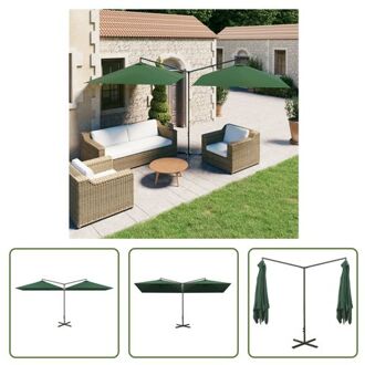 vidaXL Dubbele Parasol - Groen - 600 x 290 x 260 cm - 100% Polyester