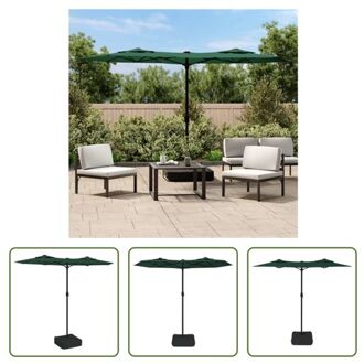 vidaXL Dubbele Parasol - Groen en Donkergrijs - 316 x 145 x 240 cm - Polyester - Sterke Voet