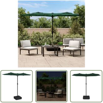 vidaXL dubbele parasol - LED-verlichting - groen/donkergrijs - 316x145x240cm