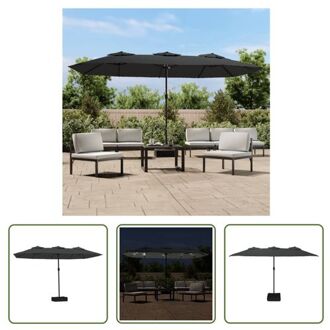 vidaXL Dubbele Parasol Outdoor - 449 x 265 x 245 cm - LED-verlichting - Antraciet Grijs