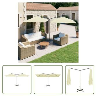 vidaXL Dubbele Parasol - Polyester - 600x290x260 cm - Zandkleurig - Stalen paal en baleinen Beige