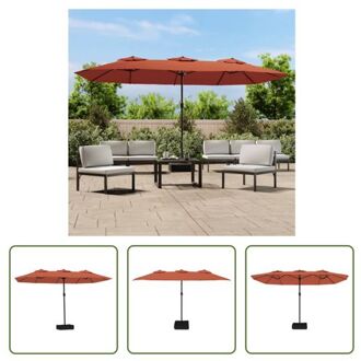 vidaXL Dubbele Parasol Terracotta/Donkergrijs - 449x265x245 cm (LxBxH) - UV-beschermend Polyester - Sterk Oranje