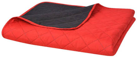 vidaXL Dubbelzijdige quilt bedsprei rood en zwart 230x260 cm