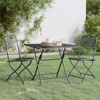 vidaXL Eethoek Metaalgaas - Antraciet - Inklapbaar - 80 x 80 x 72 cm - 2 stoelen Grijs