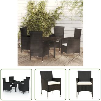 vidaXL Eethoek - Tuinset - 90x90x75cm - Zwart - Poly Rattan