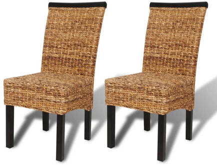 vidaXL Eetkamerstoelen 2 st abaca en massief mangohout Bruin