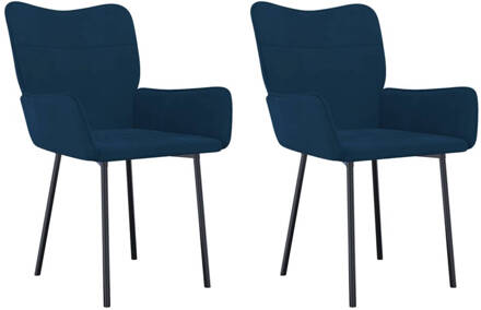 vidaXL Eetkamerstoelen 2 st fluweel blauw