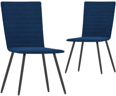 vidaXL Eetkamerstoelen 2 st fluweel blauw