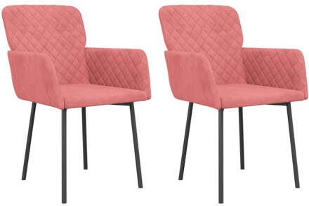 vidaXL Eetkamerstoelen 2 st fluweel roze