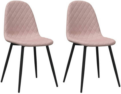 vidaXL Eetkamerstoelen 2 st fluweel roze